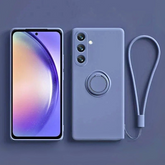 Leather Wallet Phone Case with Ring Holder & Lanyard